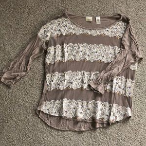 Tan and Gold Mesh Top